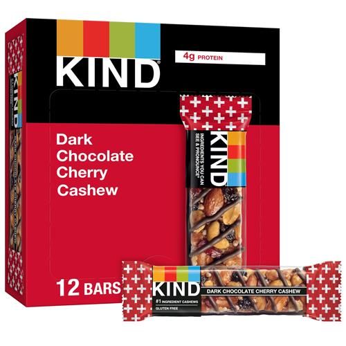 Kind Nut Bars, Dark Chocolate Cherry Cashew, Healthy Snacks, Gluten Free, 4G Protein, 12 Count