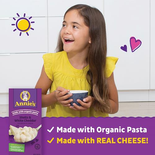 Annies White Cheddar Shells Macaroni And Cheese With Organic Pasta, 6 Oz