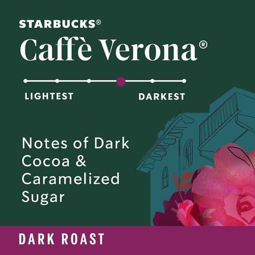 Starbucks K-Cup Coffee Pods, Dark Roast Coffee, Caffè Verona, 100% Arabica, 1 Box (10 Pods)