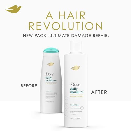 Dove Damage Therapy Shampoo Daily Moisture For Dry Hair With Bio-Protein Care Technology And Hyaluronic Serum 12 Fl Oz