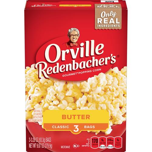Orville Redenbachers Microwave Popcorn, Movie Theater Butter Flavor, 3.29 Oz., 3-Count