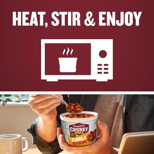 Campbells Chunky Chili With Beans, 15.25 Ounce Microwavable Bowl