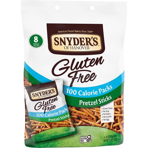Snyders Of Hanover Gluten Free Pretzel Sticks, 100 Calorie Individual Packs, 8 Ct