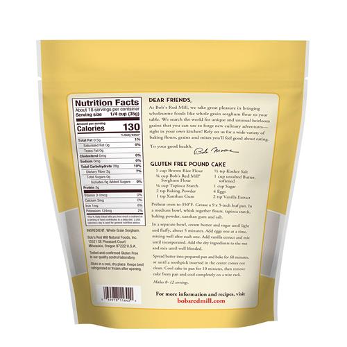 Bobs Red Mill Sorghum Flour, 22Oz (Pack Of 1) - Whole Grain, Vegan, Kosher