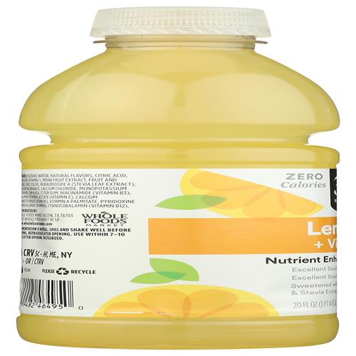 Whole Foods Market Water Nutrient Lemonade Vitamin C No Calorie, 20 Fl Oz