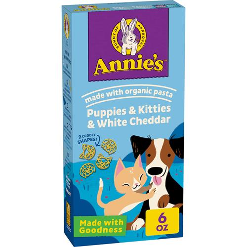 Annie’S Puppies And Kitties Pasta Shapes White Cheddar Macaroni And Cheese Dinner With Organic Pasta, 6 Oz