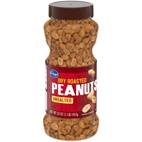 Kroger Unsalted Dry Roasted Peanuts 16 oz