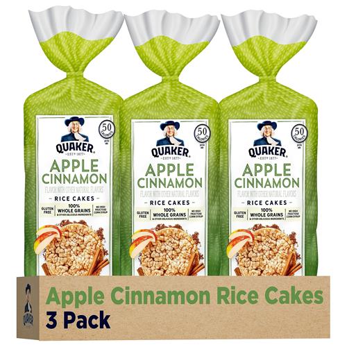 Quaker Large Rice Cakes, Apple Cinnamon, Pack Of 3