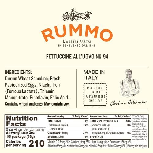 Rummo Fettuccine Pasta N.94 - Fettuccine Pasta Noodles, Dry Pasta, Curly Noodles, Egg Noodles, Italian Pasta - 8.82 Ounce (Pack Of 1)