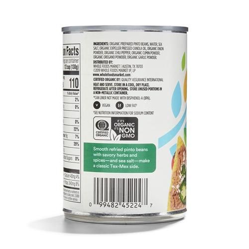 Whole Foods Market, Organic Refried Pinto Beans, 16 Oz