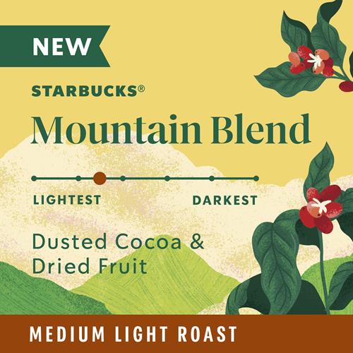 Starbucks K-Cup Coffee Pods, Medium Light Roast Coffee, Mountain Blend For Keurig Coffee Makers, 100% Arabica, Limited Edition, 1 Box (10 Pods)