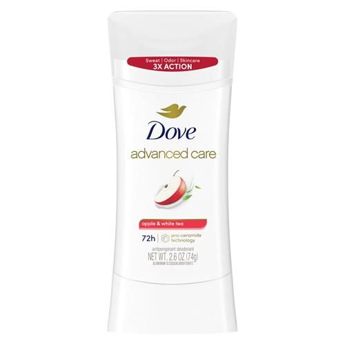 Dove Advanced Care Antiperspirant Deodorant Stick To Help Repair Skin Barrier After Shaving, Apple & White Tea With 72-Hour Sweat & Odor Protection, 2.6 Oz