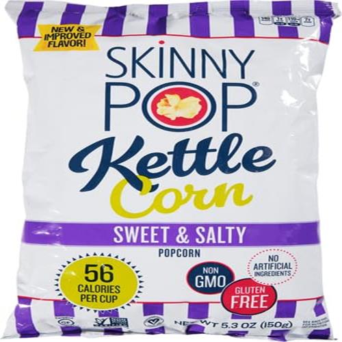 Skinnypop Popped Sweet & Salty Kettle Popcorn, Gluten Free, Vegan Popcorn, Non-Gmo, Healthy Popcorn Snacks, Skinny Pop, 5.3Oz Grocery Sized Bag