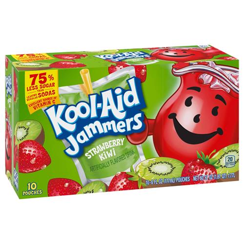 Kool-Aid Jammers Strawberry Kiwi Flavored Drink, 10 Ct Box, 6 Fl Oz Pouches