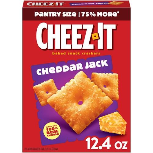 Cheez-It Cheese Crackers, Baked Snack Crackers, Lunch Snacks, Cheddar Jack, 12.4Oz Box (1 Box)