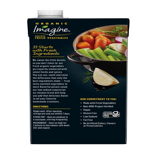 Imagine Low Sodium Organic Vegetarian No-Chicken Broth 32 Oz