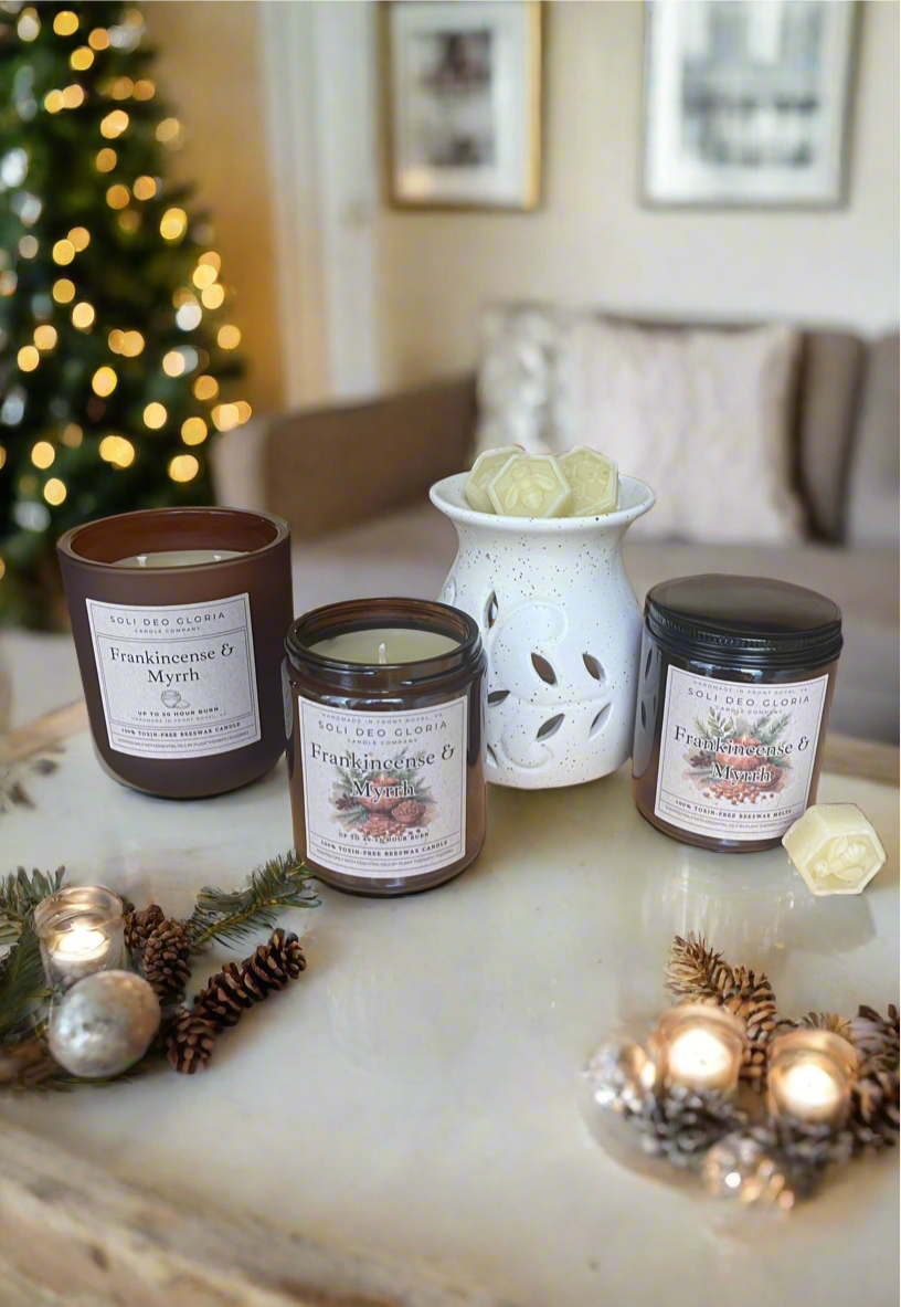 Frankincense & Myrrh Beeswax Candle | Essential Oil Infused