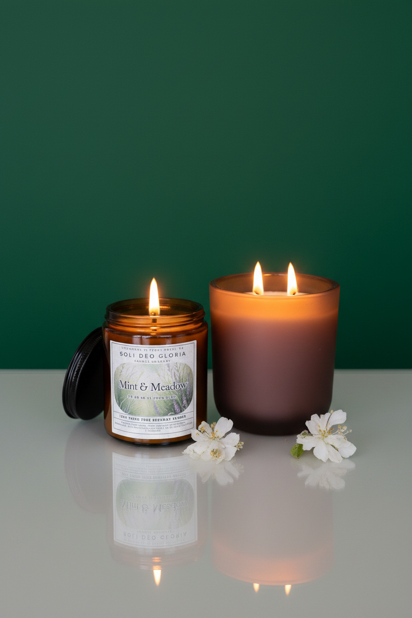Mint & Meadow Beeswax Candle | Organic Essential Oil Infused