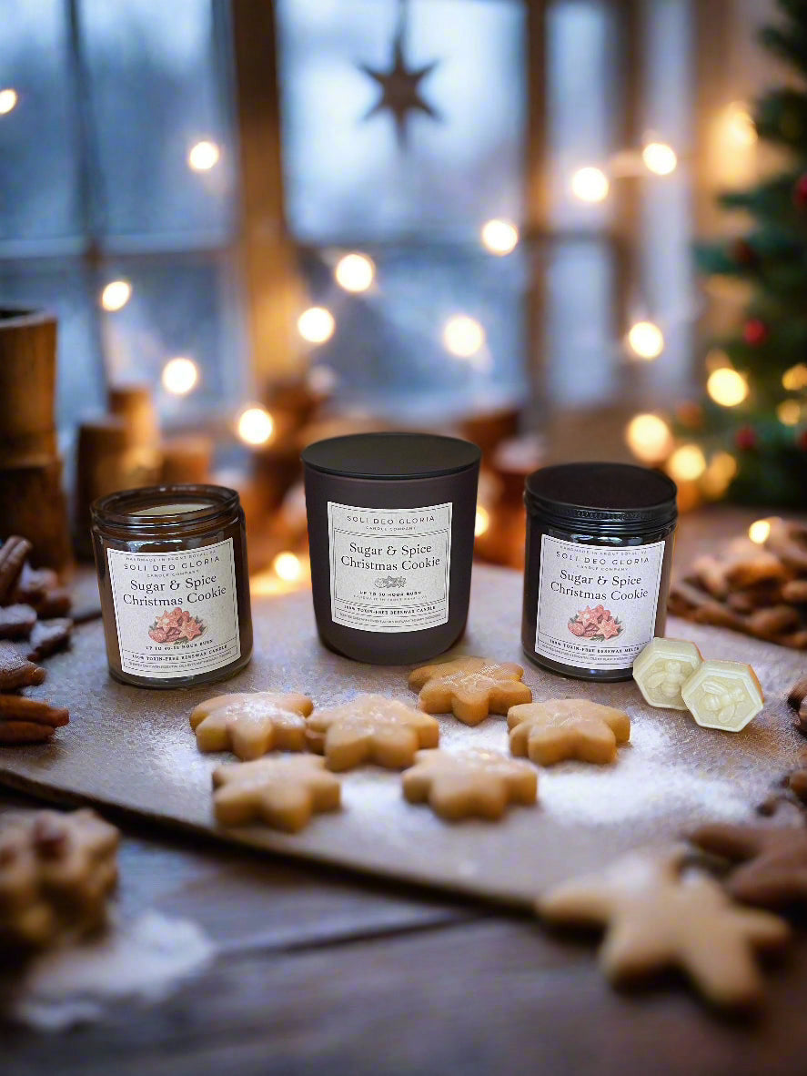 Sugar & Spice Beeswax Candle | Cozy Holiday Cookie Scent | Organic Essential Oil & Extract Infused