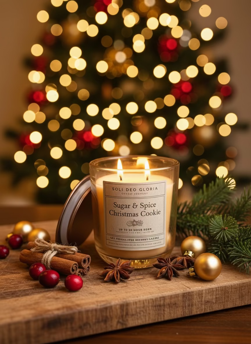Sugar & Spice Beeswax Candle | Cozy Holiday Cookie Scent | Organic Essential Oil & Extract Infused