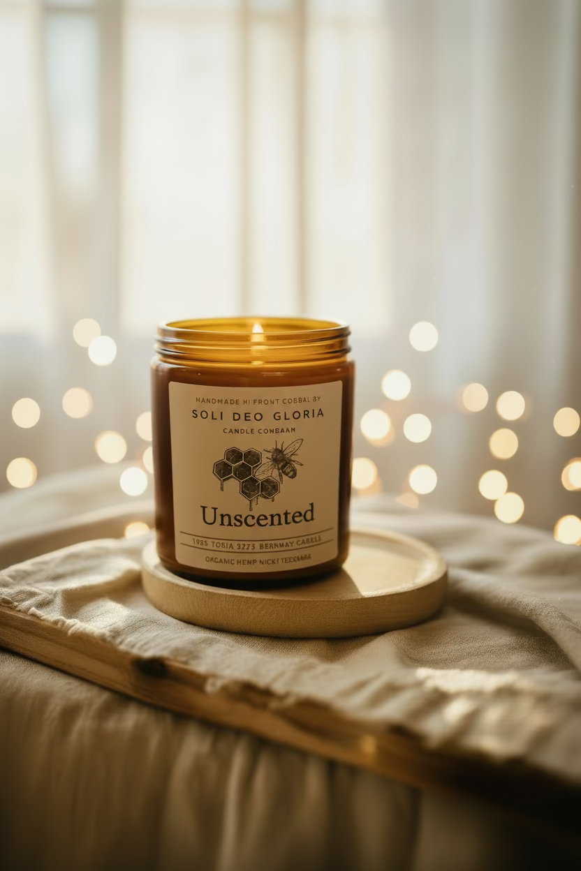 Unscented Beeswax Candle | Fragrance-Free Clean Burning Candle