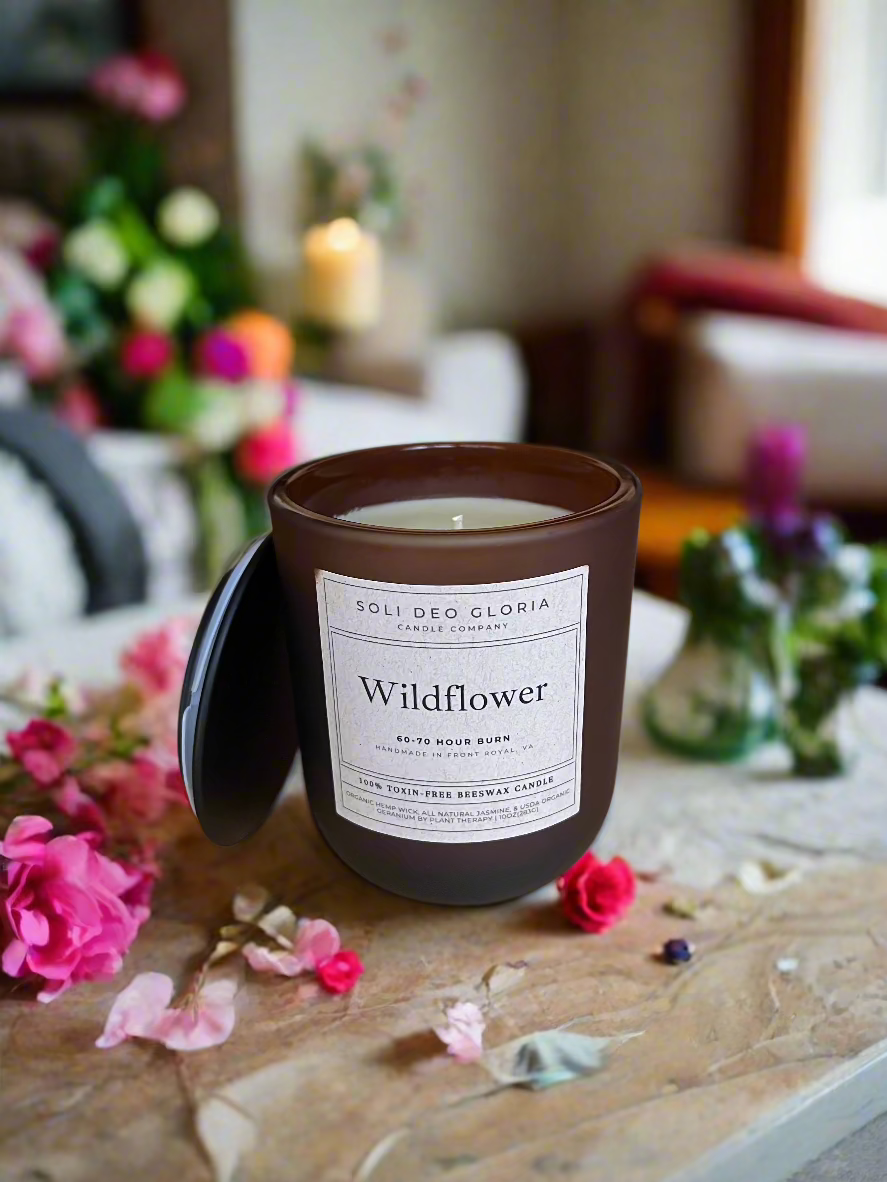 Wildflower Meadow | Floral Beeswax Candle with Organic Essential Oils