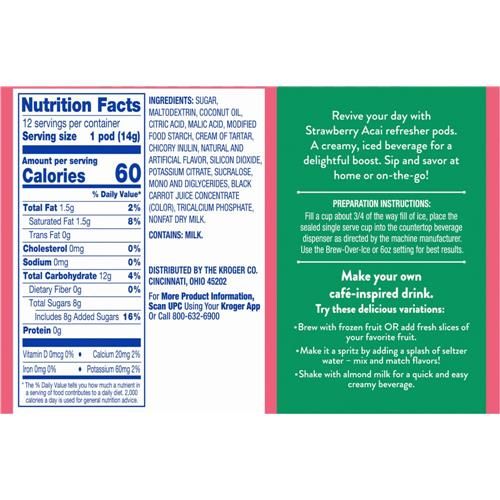 Kroger Strawberry Acai Iced Refresher Pods 12 ct