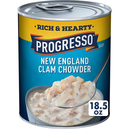 Progresso New England Clam Chowder Soup, Rich & Hearty Canned Soup, Gluten Free, 18.5 Oz