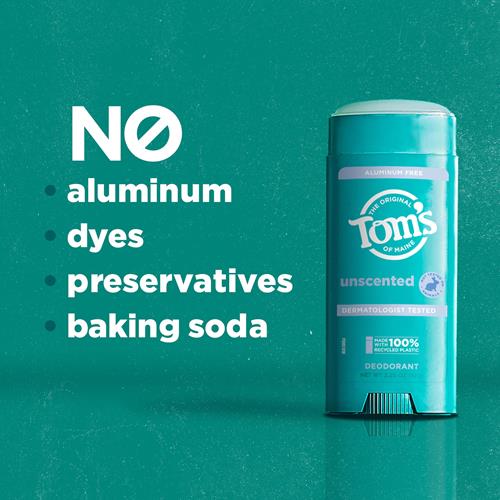 Tom’S Of Maine Unscented Natural Deodorant For Women And Men, Aluminum Free, 3.25 Oz