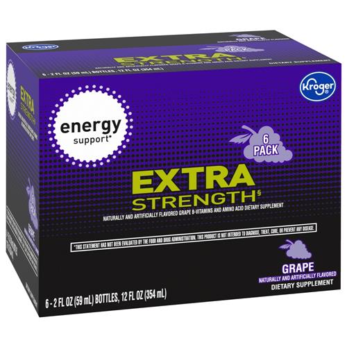 Kroger Extra Strength Grape Energy Drink Shot Multipack Bottles 6 pk / 2 fl oz