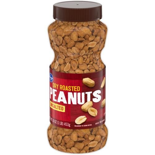 Kroger Unsalted Dry Roasted Peanuts 16 oz