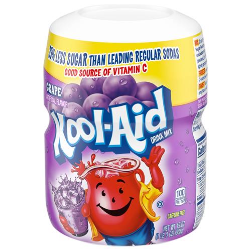 Kool-Aid Sugar-Sweetened Grape Powdered Soft Drink Mix, 19 Oz Canister