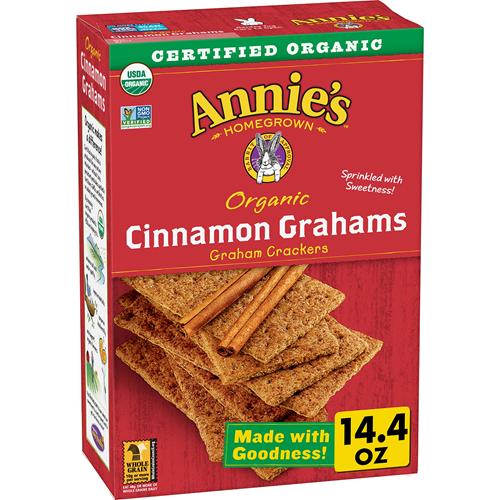 Annies Organic Graham Crackers, Cinnamon, Made With Whole Grain, 14.4 Oz