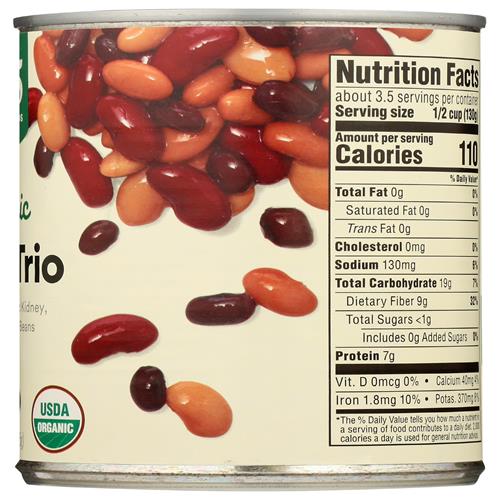 Whole Foods Market Organic Bean Trio (Kidney, Pinto, & Black Beans), 15 Ounce