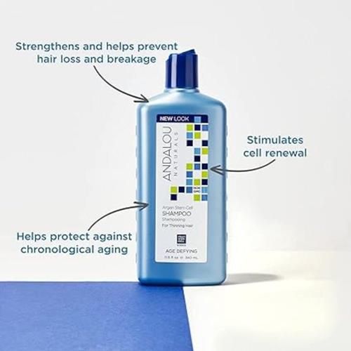 Andalou Naturals Argan Stem Cell Age Defying Shampoo, Strengthening Hair Care For Thinning, Dull Or Weak Hair, Helps Revitalize & Strengthen For Fuller, Healthier-Looking Hair, 11.5 Ounce