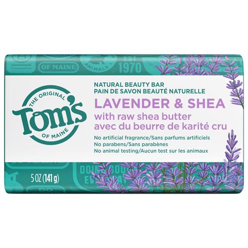 Toms Of Maine Natural Beauty Bar Soap, Lavender & Shea With Raw Shea Butter, 5 Oz.