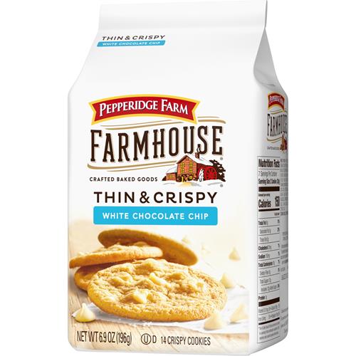 Pepperidge Farm Farmhouse Thin & Crispy White Chocolate Chip Cookies, 6.9 Oz Bag