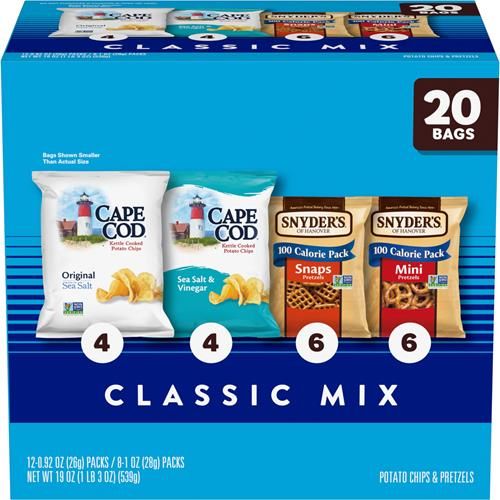 Snyders Of Hanover And Cape Cod Classic Mix Variety Pack, 20 Count Snack Bags
