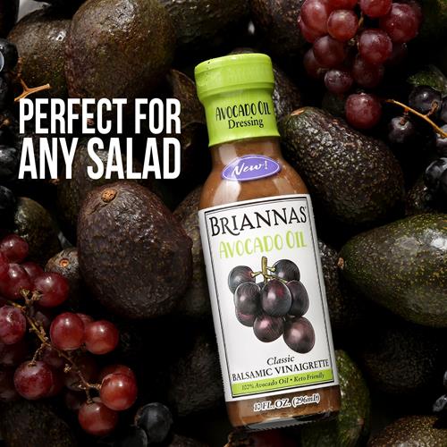 Briannas - Avocado Oil Balsamic Vinaigrette Dressing - Nutrient Rich, Keto Friendly, Vegan Salad Dressing Made With 100% Avocado Oil - 10 Oz. Bottle