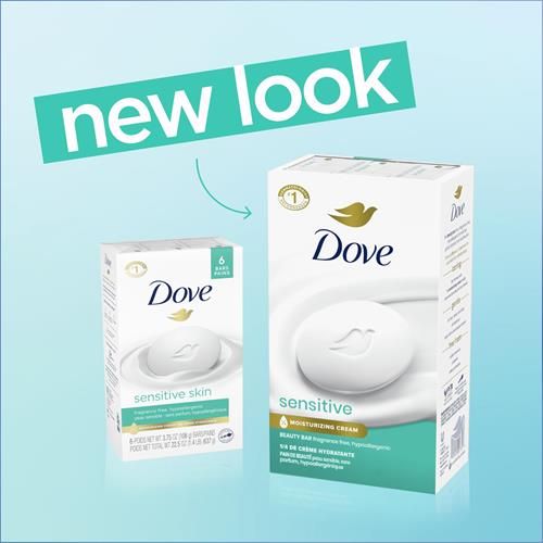 Dove Beauty Bar Soap Sensitive 2 Count For Sensitive Skin, Fragrance Free And Hypoallergenic 3.75 Oz