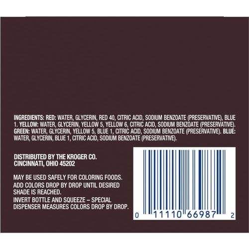 Kroger Assorted Food Coloring 4 ct / 0.3 fl oz