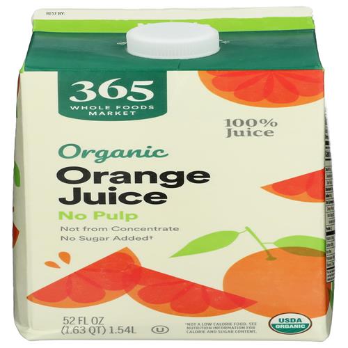 Whole Foods Market Organic Orange Juice, No Pulp, 52 Fl Oz