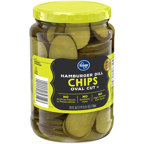 Kroger Hamburger Dill Oval Cut Pickle Chips 24 fl oz