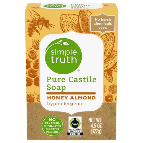 Simple Truth Hypoallergenic Pure Castile Bar Soap Honey Almond Scent 4.5 oz