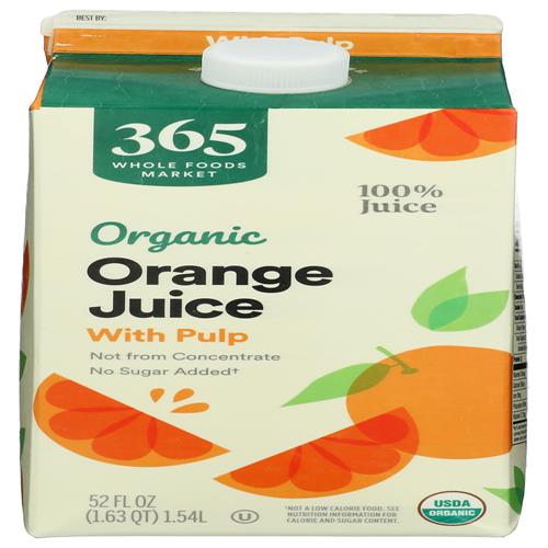 Whole Foods Market Organic Orange Juice With Pulp, 52 Fl Oz