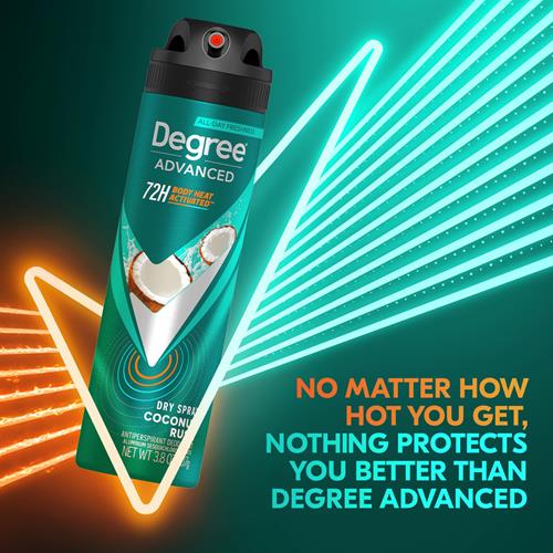 Degree Men Antiperspirant Deodorant Dry Spray Coconut Rush 72-Hour Sweat And Odor Protection? Deodorant For Men With Body Heat Activated Technology 3.8 Oz