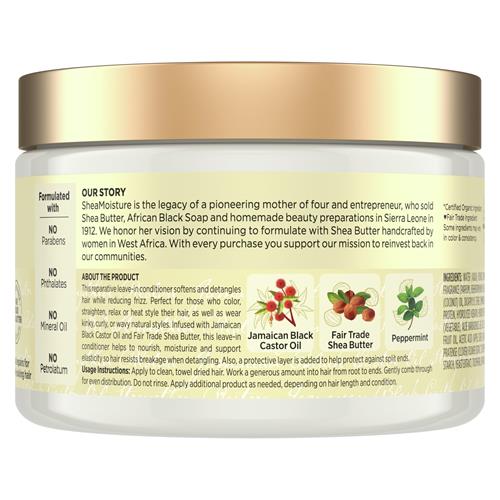 Sheamoisture 100% Pure Jamaican Black Castor Oil Leave In Conditioner For Damaged Hair And To Soften Detangle Hair 11.5Oz