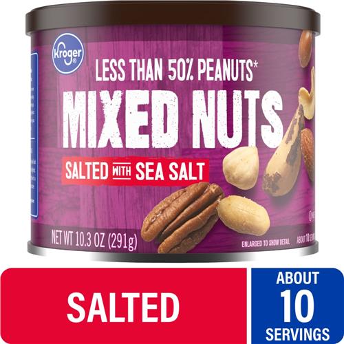 Kroger Salted with Sea Salt Mixed Nuts 10.3 oz
