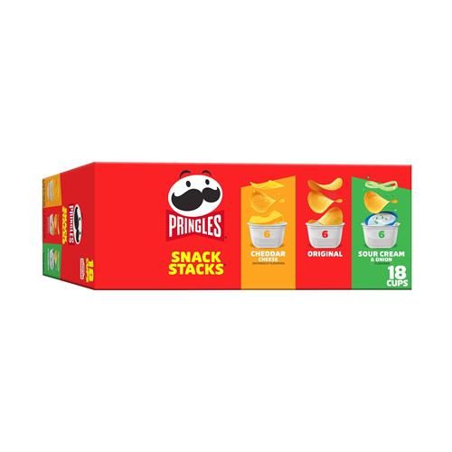 Pringles Potato Crisps Chips, Lunch Snacks, On-The-Go Snacks, Snack Stacks, Variety Pack, 12.9Oz Box (18 Cups)
