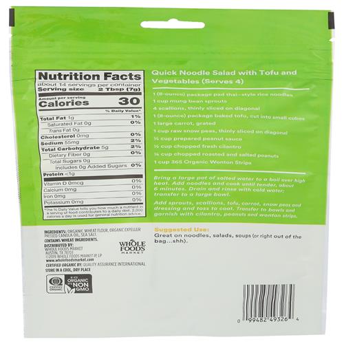 Whole Foods Market Organic Wonton Strips, 3.5 Oz
